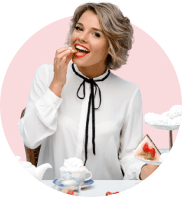 a woman eats marmalade